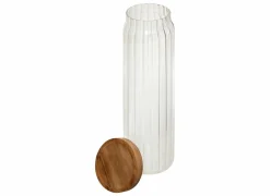 Voorraadpot Harmony 1,3L - glas - transparant & acacia