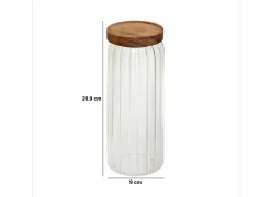 Voorraadpot Harmony 1,3L - glas - transparant & acacia
