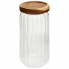 Voorraadpot Harmony 1L - glas - transparant & acacia