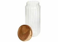 Voorraadpot Harmony 1L - glas - transparant & acacia