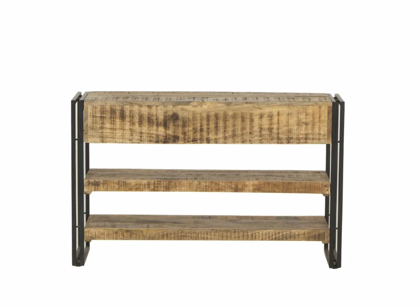 Wandtafel Amish 120x30cm - mango massief & metaal - bruin