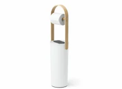 Wc-rolhouder Bellewood 18x68cm - kunststof & hout - wit & naturel