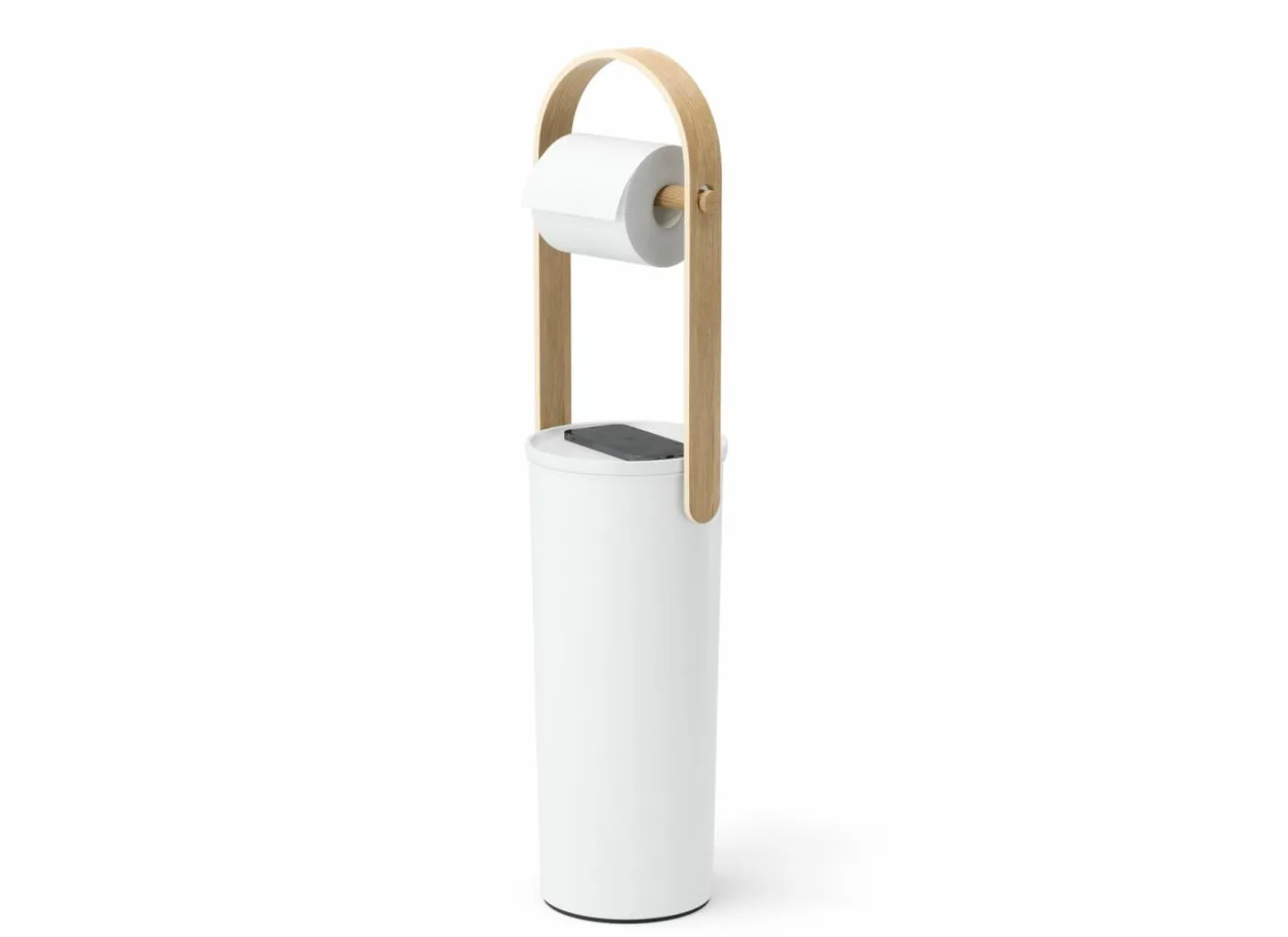 Wc-rolhouder Bellewood 18x68cm - kunststof & hout - wit & naturel