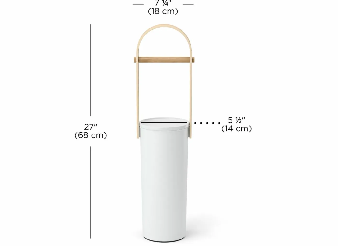 Wc-rolhouder Bellewood 18x68cm - kunststof & hout - wit & naturel