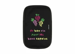 Wijnkoeler Du bon vin pour les copains 15,5x20cm - nylon - zwart