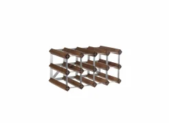 Wijnrek 42x23x23cm - metaal & hout massief - donkere eik