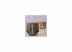 Windlicht Tiago H10cm - glas - beige/bruin