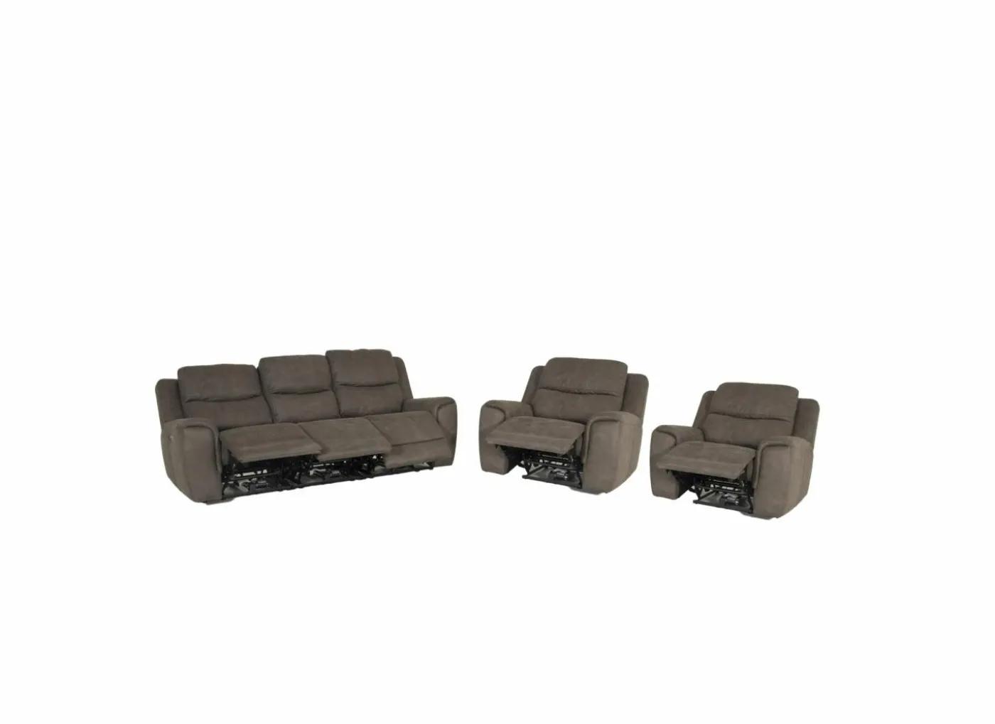 Zetel Cluny 3+1+1-zit - stof - bruingrijs met relax