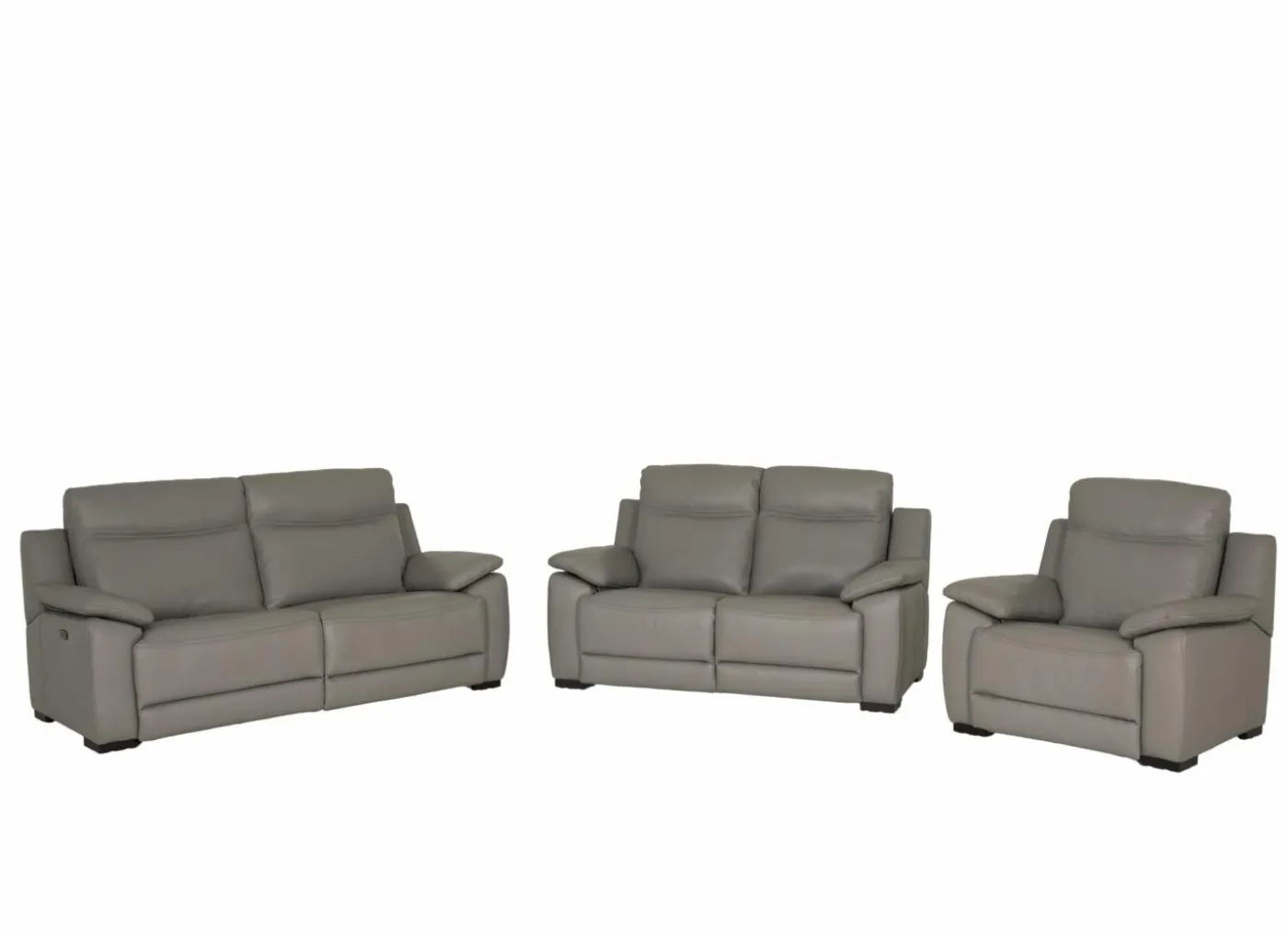 Zetel Curry 2,5+2+1-zit - leder - asgrijs met relax