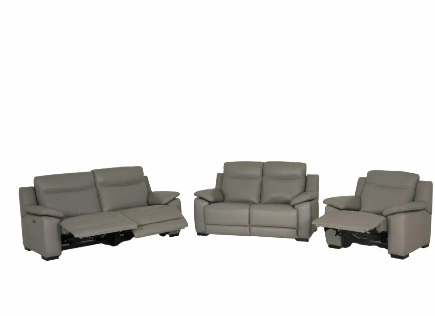 Zetel Curry 2,5+2+1-zit - leder - asgrijs met relax