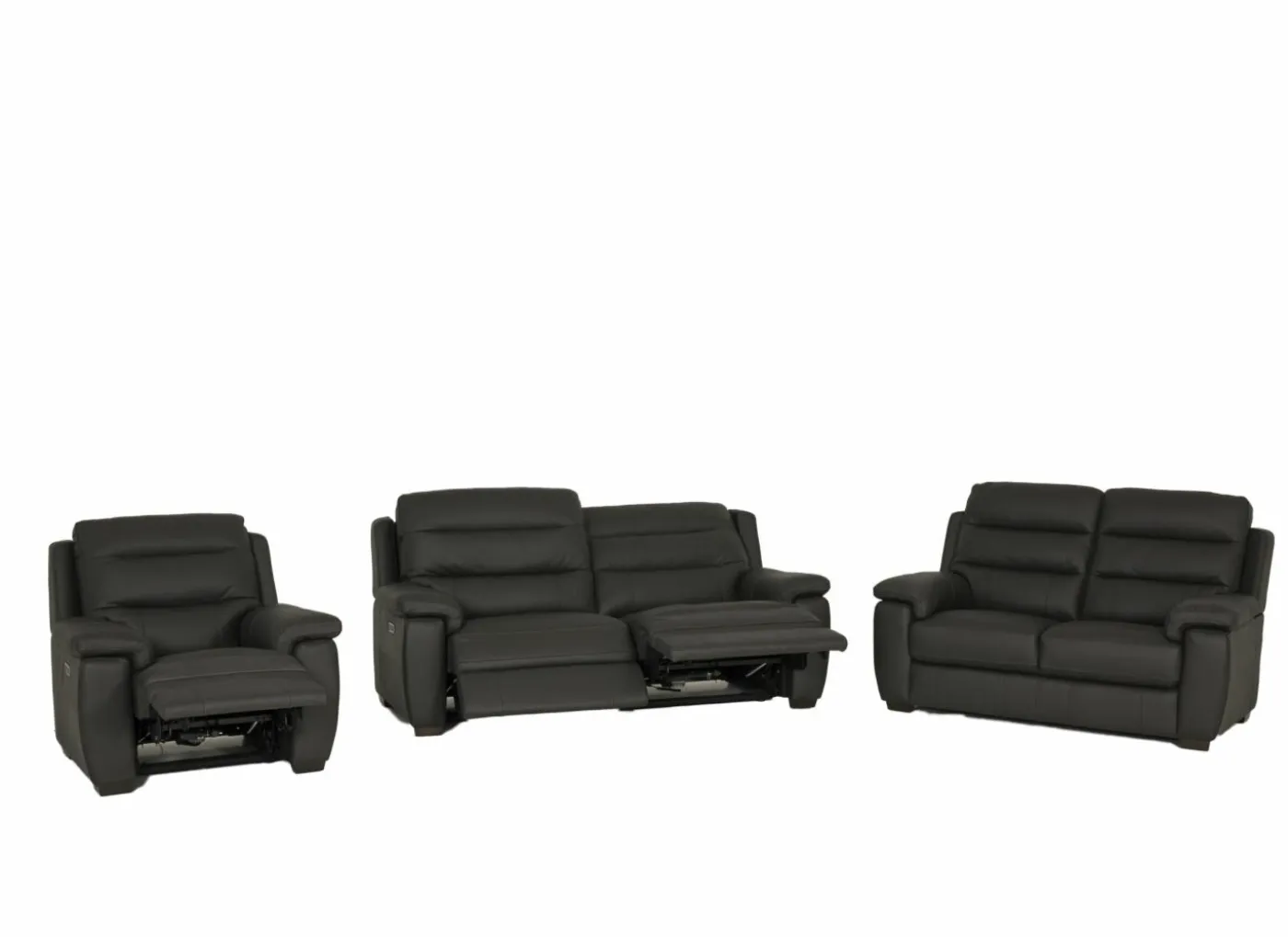 Zetel Folk 2,5+2+1-zit - leder - antraciet met relax