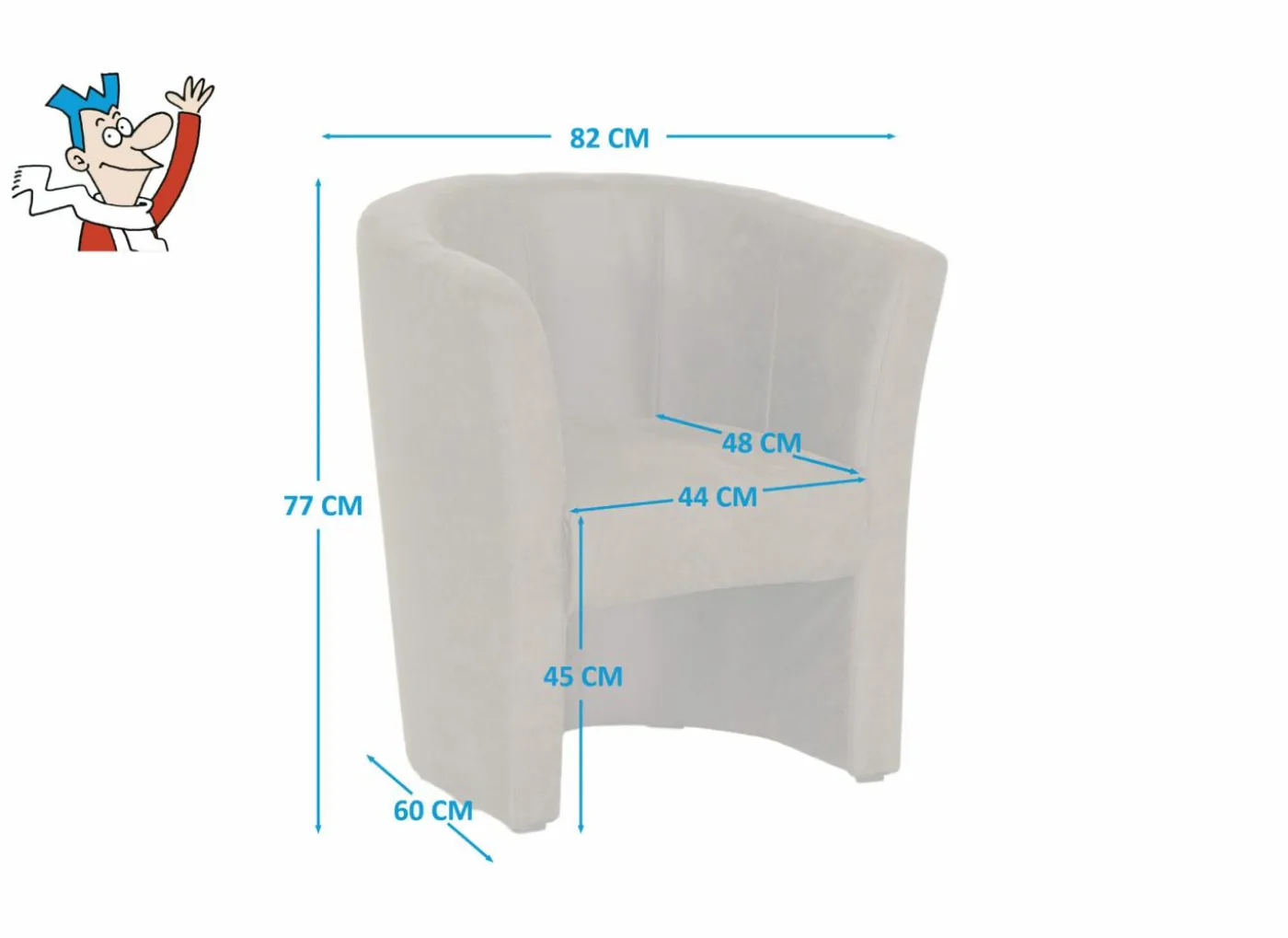 Zetel Mini Kuip 82x60x77cm - stof - cognac