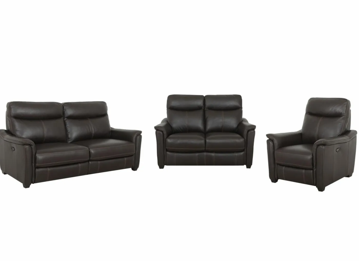 Zetel Wise 2,5+2+1-zit - leder - walnut elektrisch