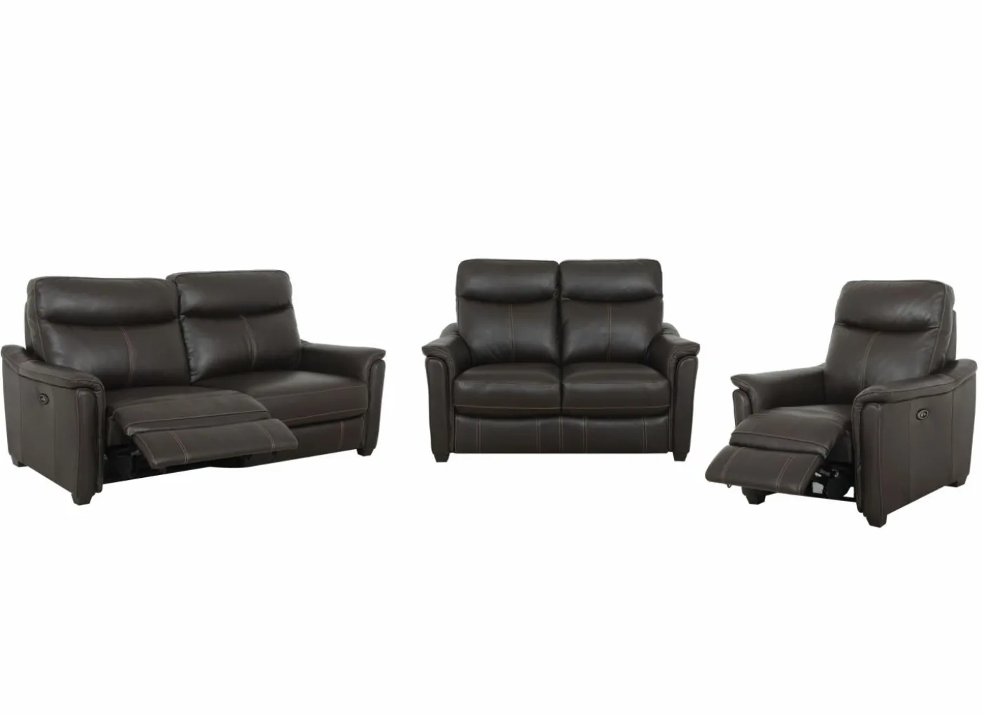 Zetel Wise 2,5+2+1-zit - leder - walnut elektrisch