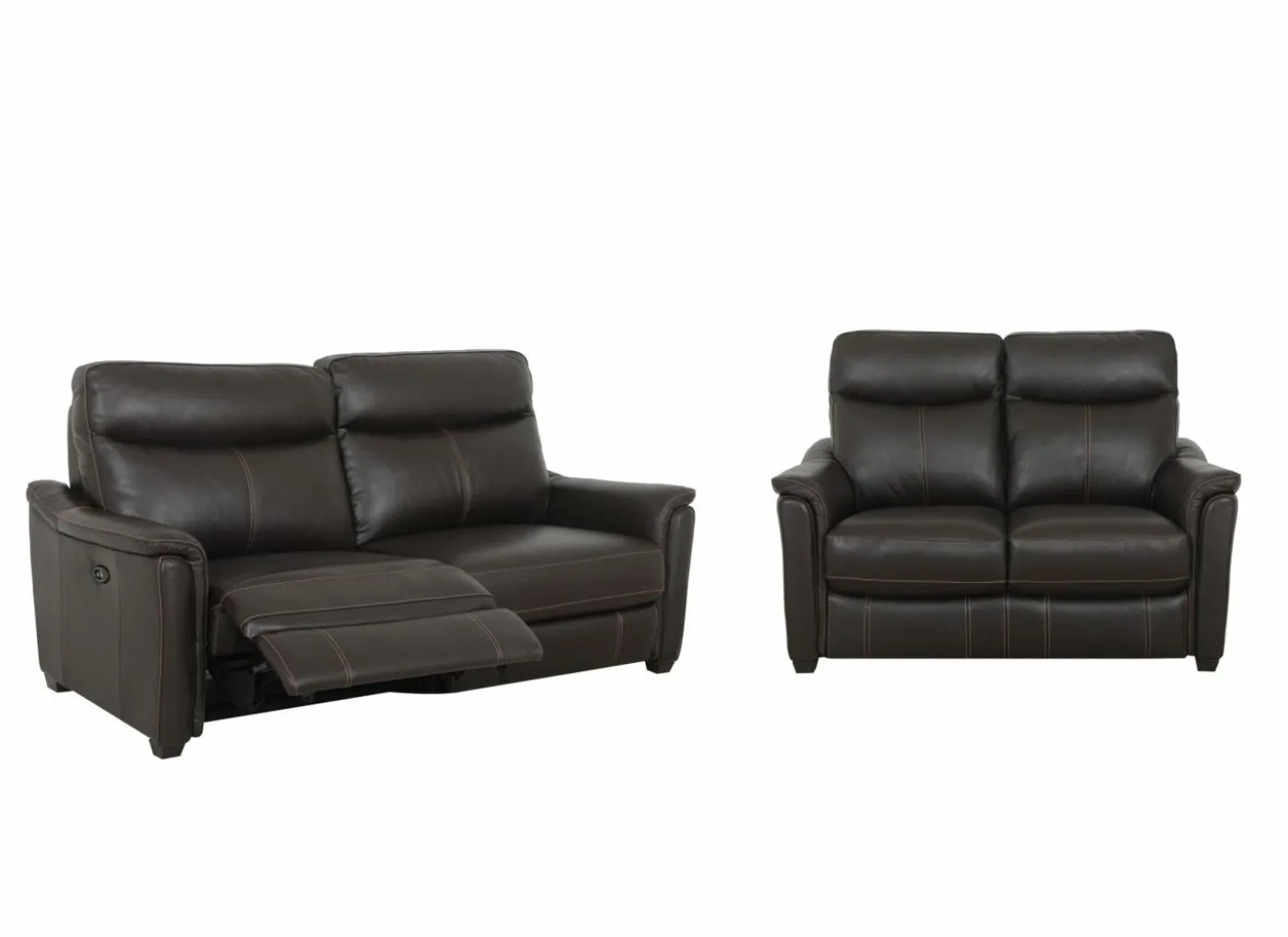Zetel Wise 2,5+2-zit - leder - walnut met relax