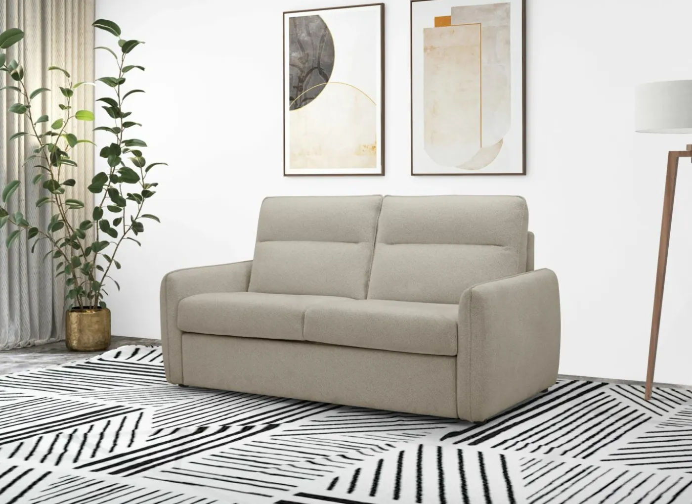 Zetelbed Milan 2 persoons - 195x95cm - stof - taupe