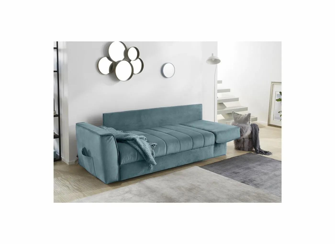 Zetelbed Rick 2-zit - stof - turquoise