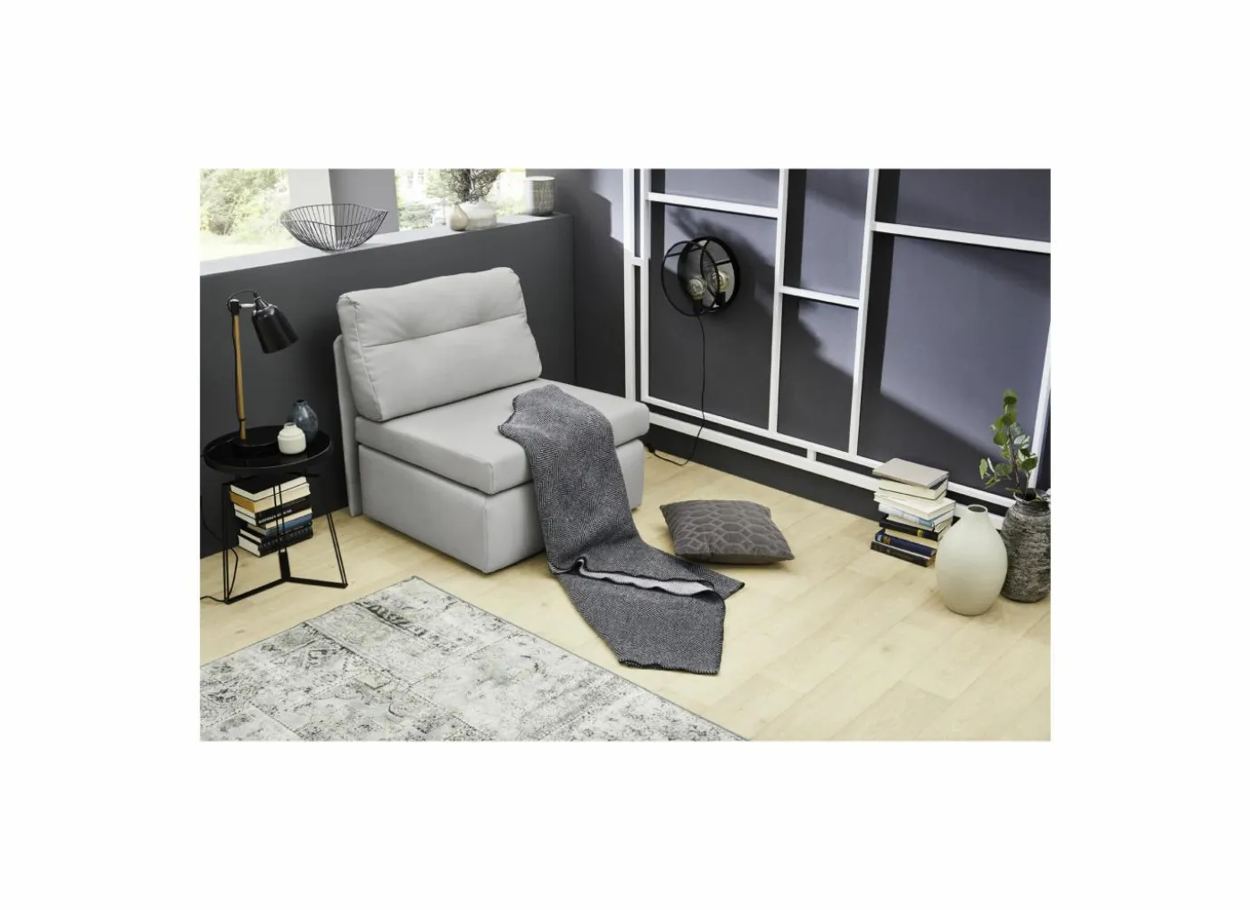 Zetelbed Tunis 1 persoons - 85x82cm - stof - lichtgrijs
